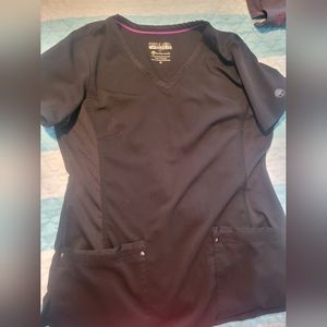 Women's all black purple label yoga by healing hands scrub set